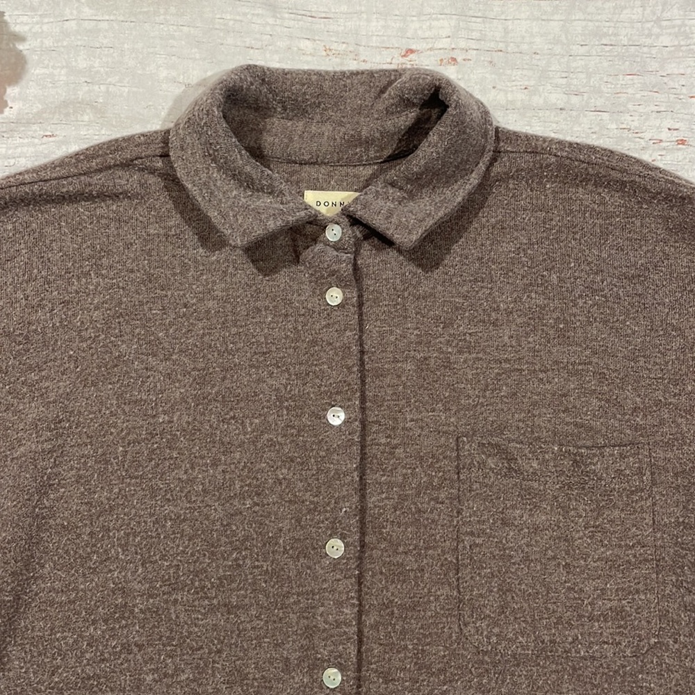 Donni Brushed Sweater Button Down Cho Brown Shirt Jacket Shacket - Picture 4 of 13